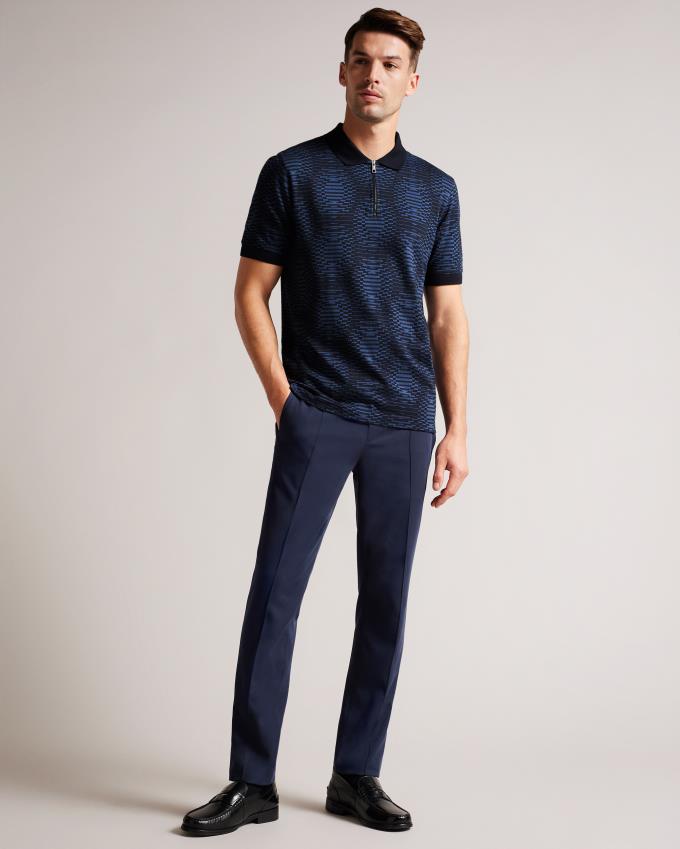 Polo Ted Baker Short Sleeve Jacquard Spot Bleu Marine Homme | JTL-13439248